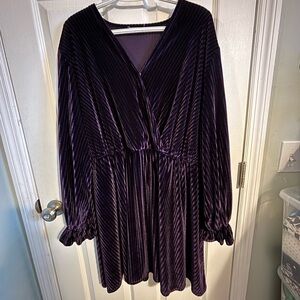 😍Purple Velvet Long Sleeve Dress Size 22W